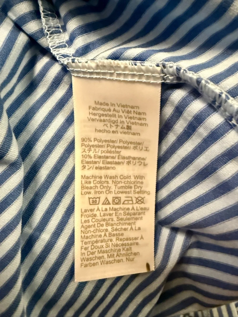 J. Crew Men’s Blue and White Striped Performance Polo
